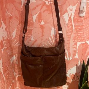 Brown Danier Leather Crossbody Bag